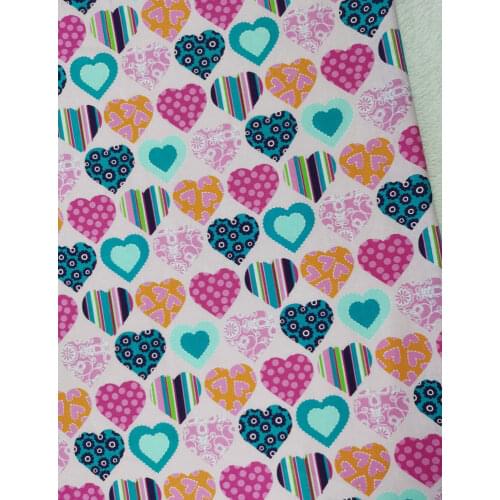 Love Heart Cotton Fabric Polychrome Multicolored Polka Dot Flora Checker Strip DIY sewing Clothing Tissue Telas Patchwork