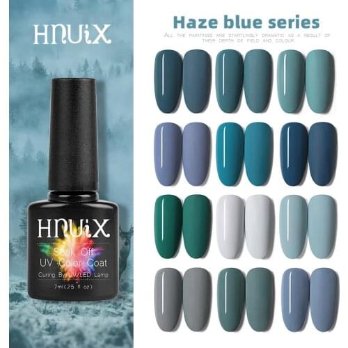 HNUIX Top Coat UV Gel Nail Polish Dark Blue Matte Series Dip on Warm Colors Soak Off UV LED Gel Varnish Nail Art 7ml