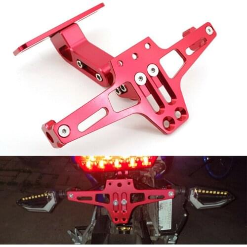 Red Motorcycle Accessories Rear Tail License Plate Turn Signal Light Holder Frame LED Lamp Universal