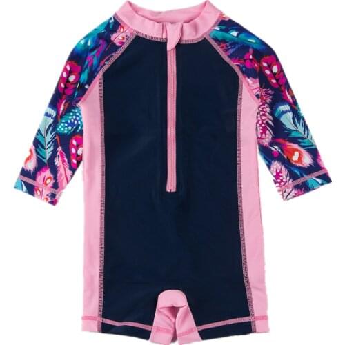 Baby Girl Swimming Suits One-piece Kids Swimwear Long Sleeve Butterfly Printed Swimsuit
