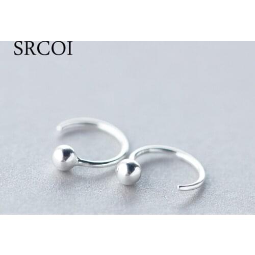 Minimalist Fashion 925 Sterling Silver Earrings Hoop With Tiny Silver Ball Earrings Round Hoops Small Hoop Earrings For Women