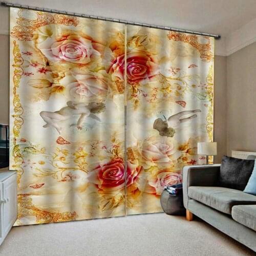 Marble curtains 3D Window Curtain Dinosaur print Luxury Blackout For Living Room peony curtain