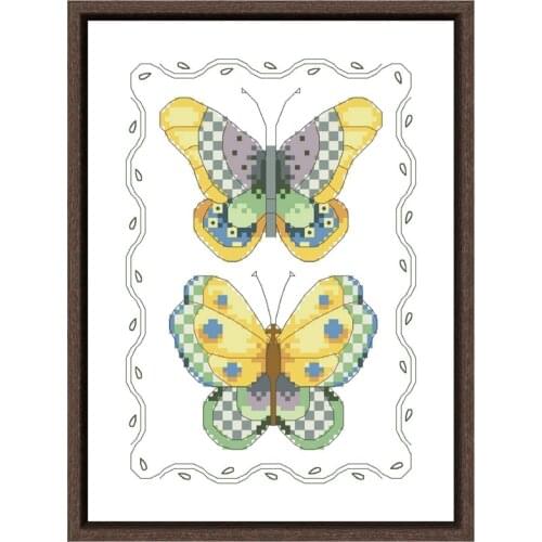 Butterfly pair cross stitch kit small pattern package 18ct 14ct 11ct cloth cotton thread embroidery DIY handmade needlework