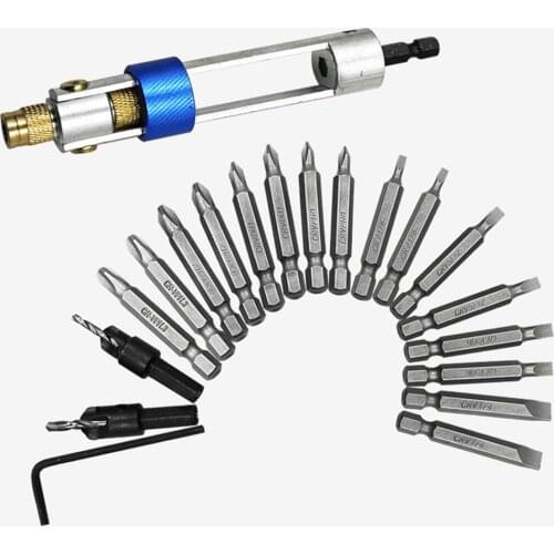 20Pcs Short Drill Driver Multi Screwdriver Sets Updated Different Kinds Head With Countersink Bits Allen Wrench Nozzles Set