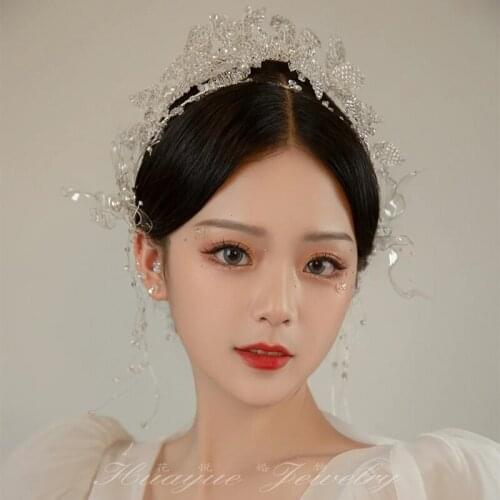 Bride crown headpiece super fairy atmosphere crystal hair hoop princess modelling photography wedding diamond hair accessories