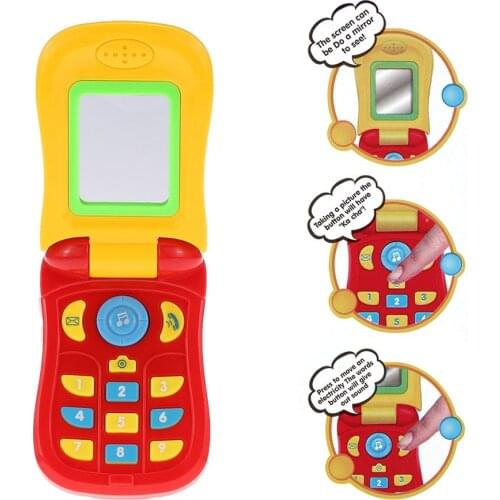 Electronic Toy Phone Kid Mobile Phone Cellphone Educational Learning Toys for Baby Infant Toy Phones with Lights and a Mirror
