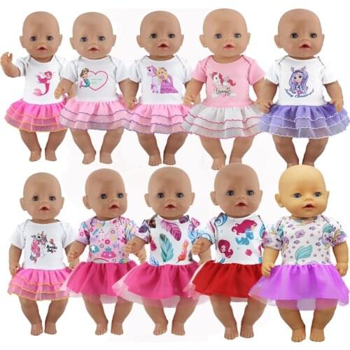 Doll Clothes Fit 17 Inch 43cm New Born Baby Doll Dress for Baby Birthday Gift