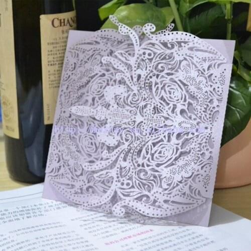 Card for wedding,laser cut wedding invitations elegant,wedding invites lilac made in china