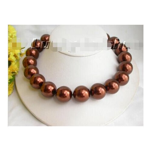 20mm 100% round coffee south sea shell pearls necklace