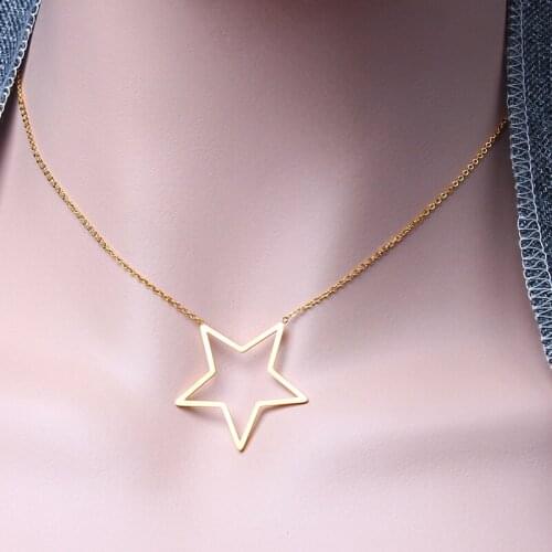 Stainless Steel Necklace For Women Heart Star Choker Necklaces Women Geometric Necklace Jewelry Necklaces Gifts Wholesale