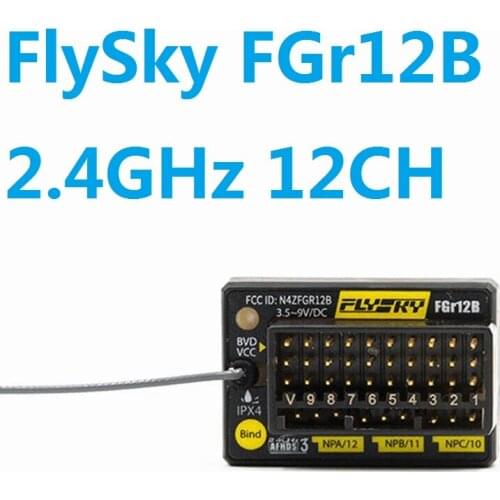 FlySky FGr12B 2.4GHz 12CH AFHDS 3 Micro RC Receiver PWM/PPM/i.bus in/B.bus Output Compatible PL18 NB4/Lite for RC Car Boat