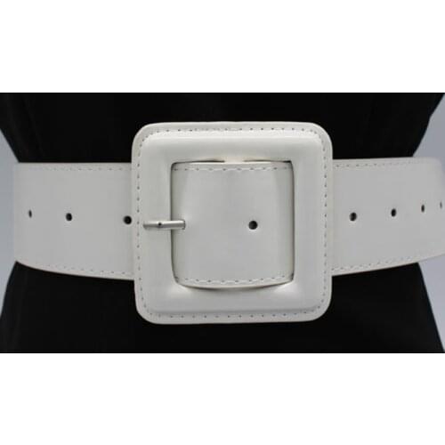 2021 New Designer Womens Cute Black White Wide Leather Waist Belt Female Decorative Strap Belts For Women Dresses