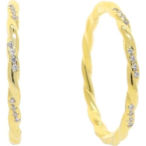 Luxury cute real 925 sterling silver ring with gold color mini stack rings with cz paved band finger rings jewelry wholesale