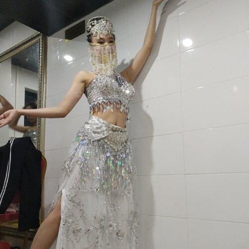 Sexy belly dresses Western style dance costumes Sexy female singers India dance costumes