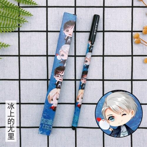 10 sets/lot Anime YURI on ICE Gel pen Yuri Katsuki Yuri Plisetsky Ballpoint Pen 0.5 Black refill Pens