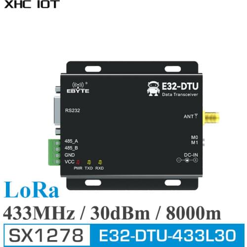 SX1278 433MHz RS485 RS232 LoRa Wireless Data Transceiver Rf Module 30dBm 8km Long Dstance SMA-K Uhf E32-DTU(433L30) XHCIOT