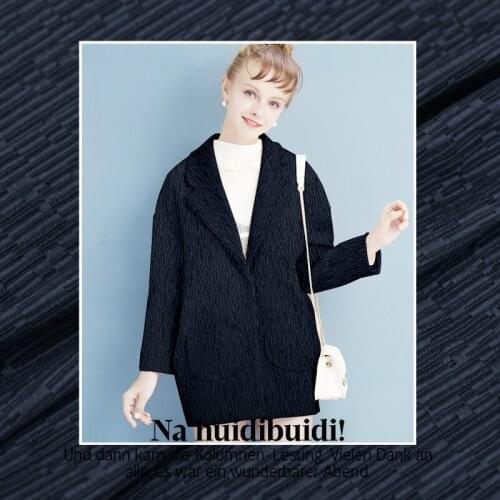 Dark blue jacquard wool fabric autumn and winter clothing coat wool jacquard fabric wool polyester fabric wholesale wool cloth