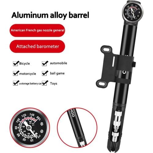 Bicycle Pump Portable Bike Tyre Pump w/ Pressure Gauge Valve Lightweight Aluminium Tube MTB Bike Inflator Cycling Accessory