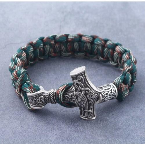 Rongji jewely fashion Viking Ax Wrap Bangles Bracelets amulet thor 2 methods of use Cosplay Jewelry Men Women