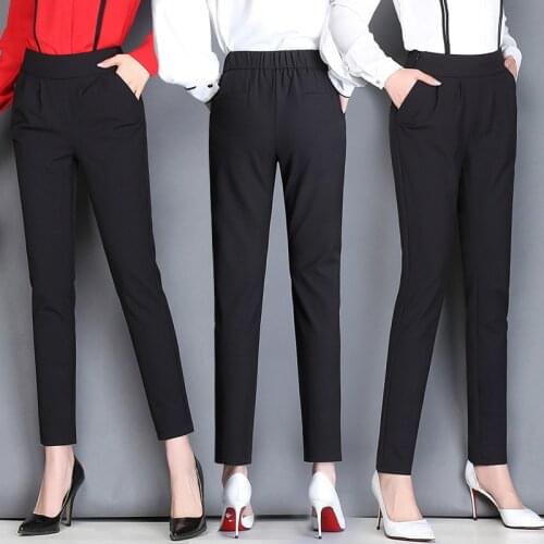 Autumn Womens Casual Harem Pants 2019 Spring Summer Fashion Loose Ankle-length Trousers Female Classic High Elastic Waist Pant
