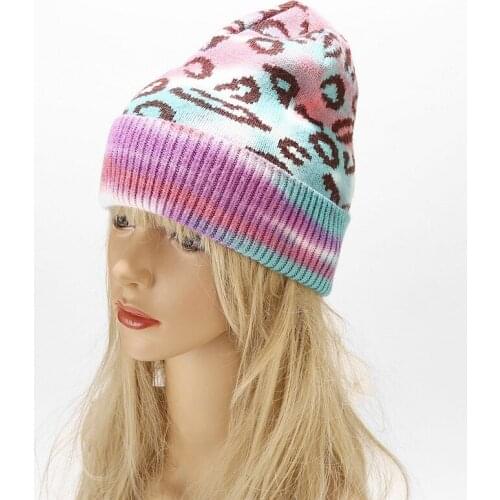 Winter Hat Women Beanie Knit Animal Leopard Autumn Warm Acrylic Outdoor Skiing Accessory For Girls Teenagers