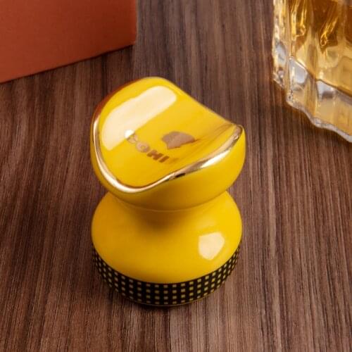 1Pcs COHIBA Yellow Classic Ceramics Portable Travel Cigar Holder Stand Pocket Mount ASHTRAY Cigar Rest Table