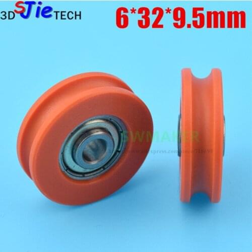 1pcs 6*32*9.5mm U groove wheel, over line guide wheel, non-standard 626ZZ wrapped plastic, nylon furniture pulley