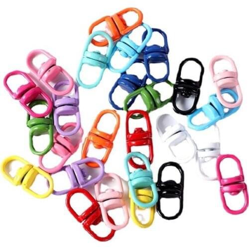 10Pcs/lot Metal Colorful Painted 19x8mm Swivel Clasps Lanyard Snap Hook Lobster Claw Clasps Keychain Dog Buckle Connectors