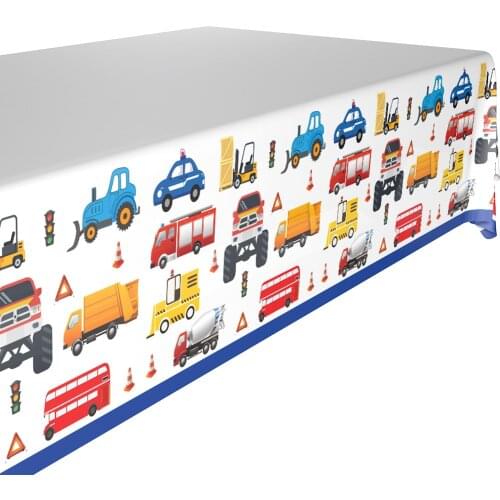132*220cm Cartoon cars Tablecloth Construction vehicle party Disposable Table cover for kids happy Birthday Party Supplies