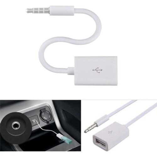 3.5mm Male AUX Audio Plug To USB 2.0 Female Converter Cable Cord For Car MP3
