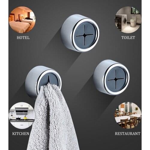 3PC Multi-Purpose Hooks Wall Dish Towel Mounted Seamless Hook Kitchen Bathroom Organizer Holder Self Adhesive Strong Hanger Hook
