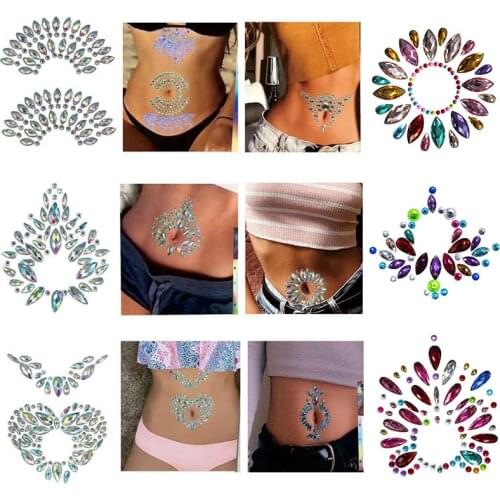 3D Crystal Belly Button Stickers Belly Dance Glitter Stickers Rhinestone Decoration Body Rhinestone Temporary Tattoo Sticker