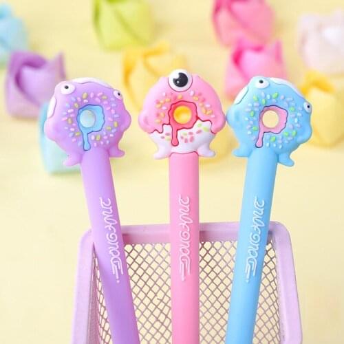 4PCS Cute Cartoon Donuts Gel Pens Student Writing Tools 0.5mm Black Refills Pen ChildrenS Stationery Gifts Office Supplies