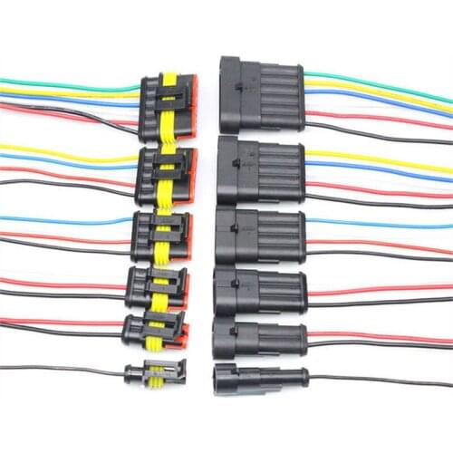 5pcs AMP 1P 2P 3P 4P 5P 6P Waterproof Electrical Auto Connector Male Female Plug with Wire Cable Harness Car Motorcycle E11959