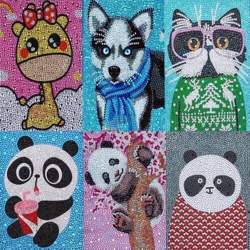 5D Diamond Painting Cat Dog Panda DIY Full Diamond Embroidery Mosaic Art Cute Animal Picture Home Decor Wall Art Painting Crafts