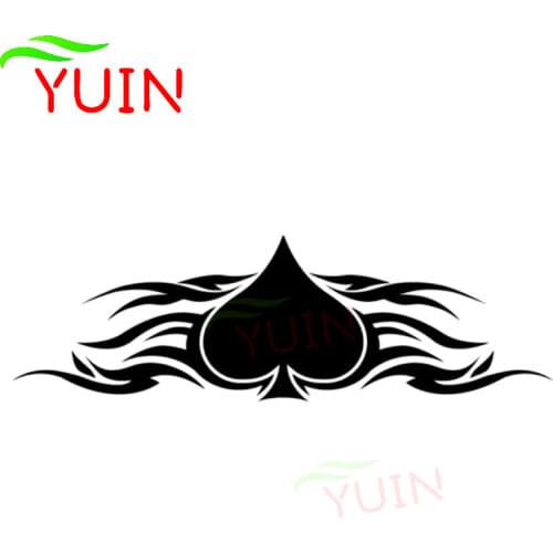 Ace of Spades Tribal Card Car Sticker Fashion Bumper Decoration Personality PVC Waterproof Decal Black/White/Red/Laser/Silver