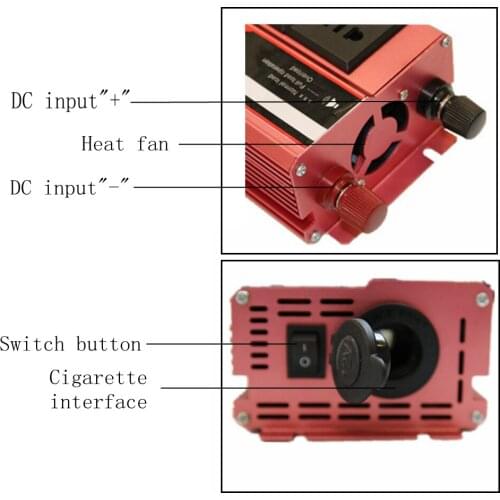 Car Inverters Transformer with LCD Voltage Power Converter Adapter 24~220V Alligator Clip USB 300W Car Charger