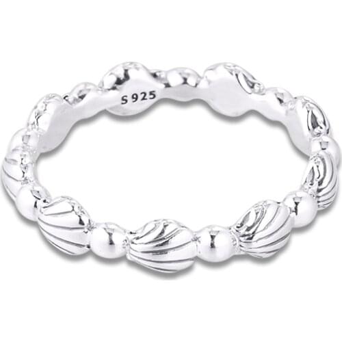 Beaded Seashell Band Ring Authentic 925 Sterling silver Jewelry Ring For Woman European Style Silver Rings For Jewelry Making