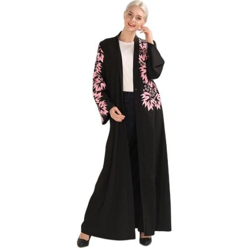 Black Dubai Kaftan Robe Longue Abaya Muslim Turkish Dress For Women