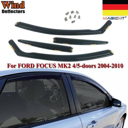 Magickit For FORD FOCUS MK2 Hatchback 4/5-doors 2004-2010 4-pcs Wind Deflectors Tinted
