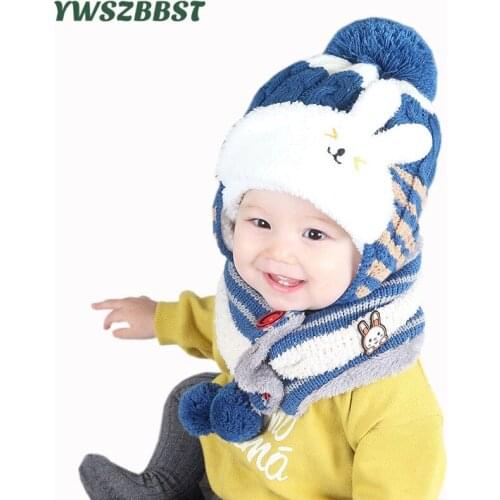 Baby Hat Fashion Baby Hat Scarf set Children Winter Hats for Girls Cotton Warm Knitted Beanie Cap fit 7 to 36 Months