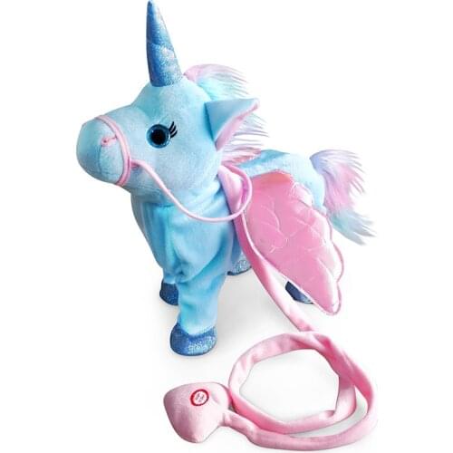 5 Colors Electric Walking Unicorn Plush Toy Stuffed Animal Dolls 35cm Electronic Music Unicorn Toy for Children Christmas Gifts