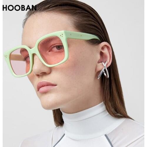 HOOBAN 2020 Classic Square Men Women Sunglasses Fashion Oversized Womens Sun Glasses Stylish Drivers Eyeglasses UV400