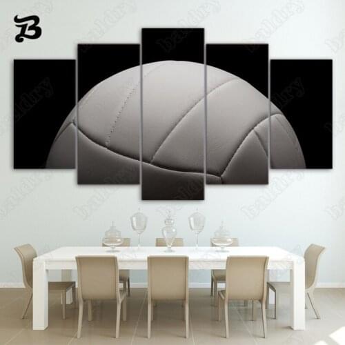 Canvas Painting 5 Pieces Wall Art Black and White Volleyball Wall Pictures Canvas Posters Print for Living Room Modern Gym Decor
