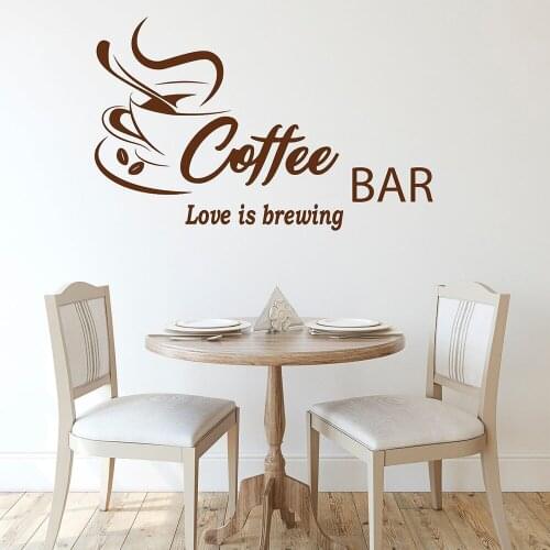 Coffee Bar Love is Brewing Wall Decal Coffee Bar Decorations Bistro Coffee Bar Sign Wall Sticker Restaurant Kitchen Decor C785