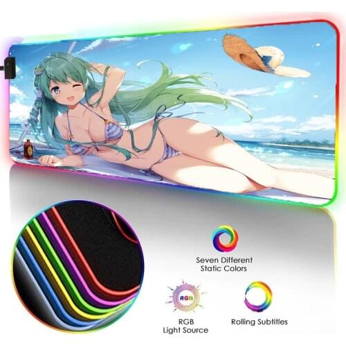 Mairuige Sexy Beauty Pattern Animation Mouse Pad RGB Mouse Pad LED Luminous Color Lighting Computer Desk Wireless Mouse Pad XXL