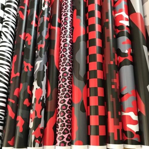 Red Black White Gray Camouflage Matte Premium Vinyl Car Wrap Decal Film Sheet Air Channel Release Technology
