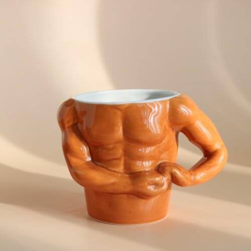Creative Muscle Man Bodybuilding Porcelain Coffee Mug Porcelain Ceramic Milk Cup Birthday Gift