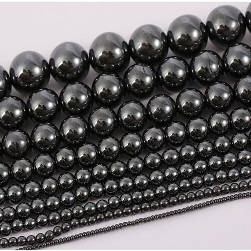 4/6/8/10/12/14/16/18/20mm Round Loose Black Hematite Stone Beads For Jewrlry Making DIY non-magnetic black round hematite Beads
