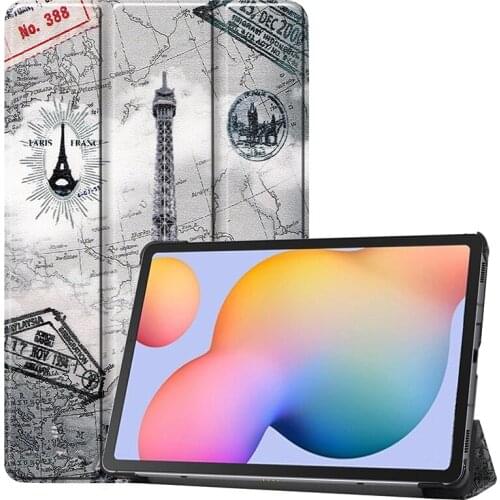 Painted Magnet PU Leather Case for Samsung Galaxy Tab S6 Lite 10.4 SM-P610/SM-P615/P610 Tablet Protective Skin Shell+Pen